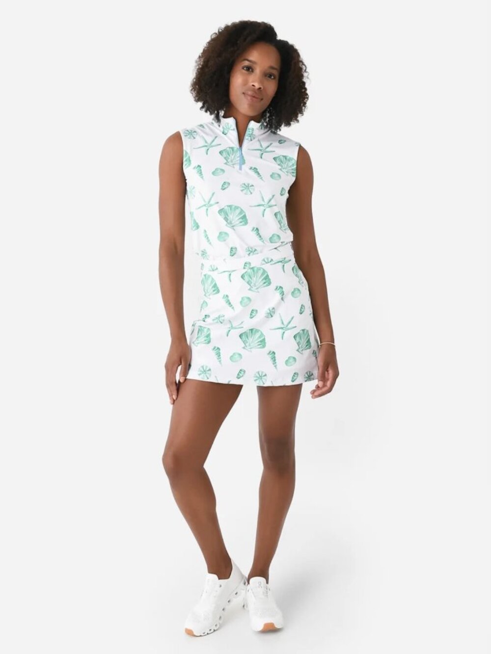 NWT BYRIDE Golf Social Wear Skorts White Green seashell starfish Size Large